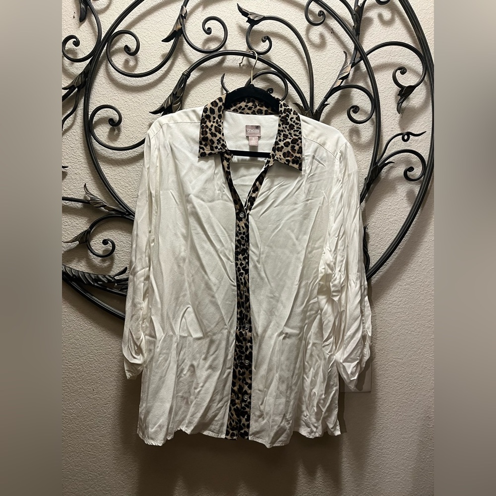 Chicos Leopard and Cream Blouse